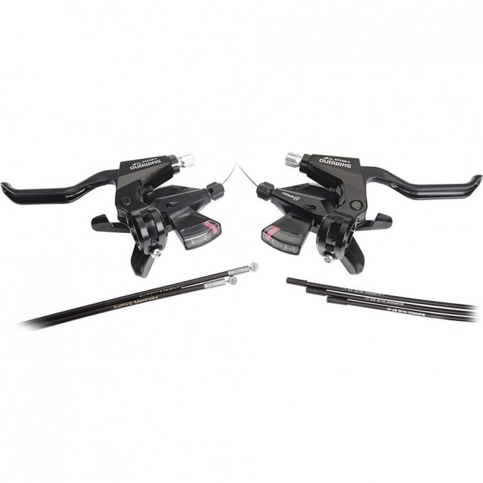 Шифтер/Тормозная ручка SHIMANO ALTUS, M310, левый/правый, 3X8 скоростей, трос+оплетка, черный ESTM3102PTA3L