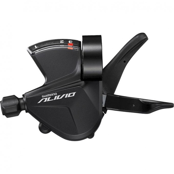 Шифтер SHIMANO ALIVIO, M3100-L, левый, 3 скорости, на хомут, c индикатором, трос 1800мм ESLM3100LB
